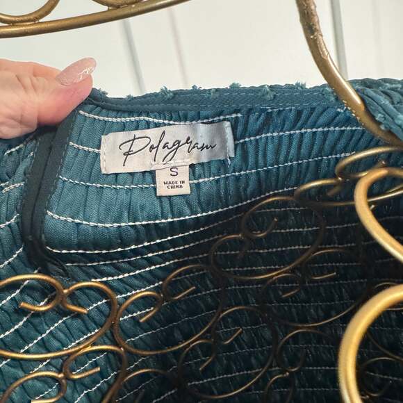 Polagram Dark Green Swiss Dot Smocked Tiered Midi Dress - Picture 2 of 2